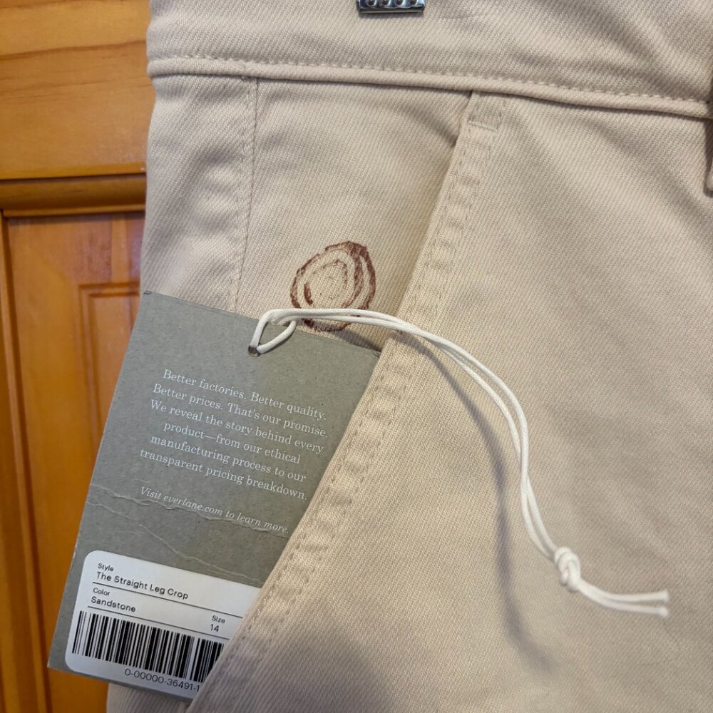 EVERLANE The Straight Leg Crop *Hand-Printed* Sandstone Size 12/14 - Picture 8 of 10